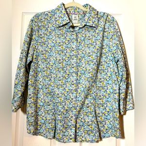 Blue yellow Flowerly IZOD button down shirt